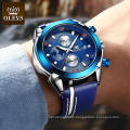 2020  Men Sport  WristWatch Luxury OLEVS Brand  Power Reserve Digital Analog Watch For Men PU Leather  Strap Male Clock